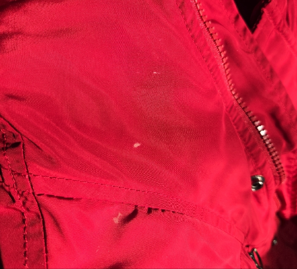 Men's Red Puffer Jacket with Chest Patch - Picture 7 of 8